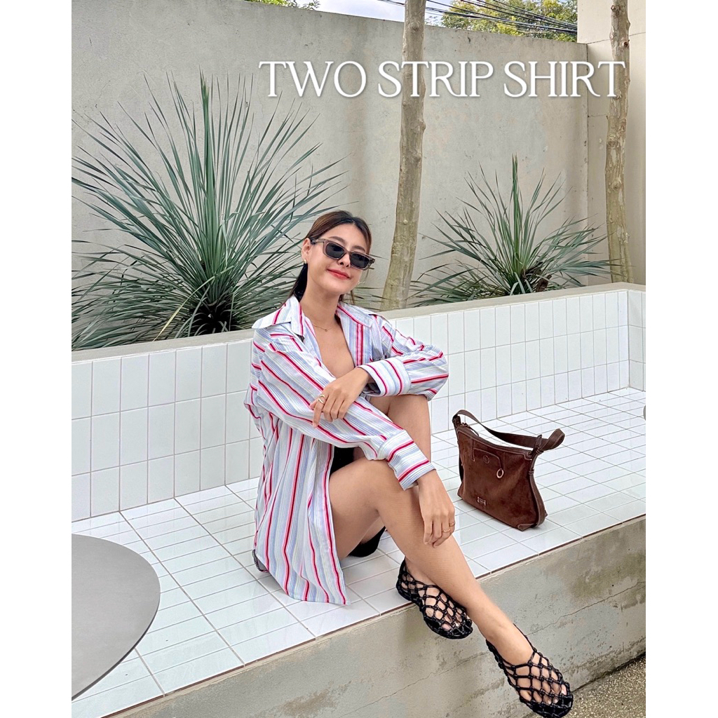 19JAN.STUDIO : TWO STRIP SHIRT ผ้าcottonเนื้อดี เนื้อผ้าใส่สบาย