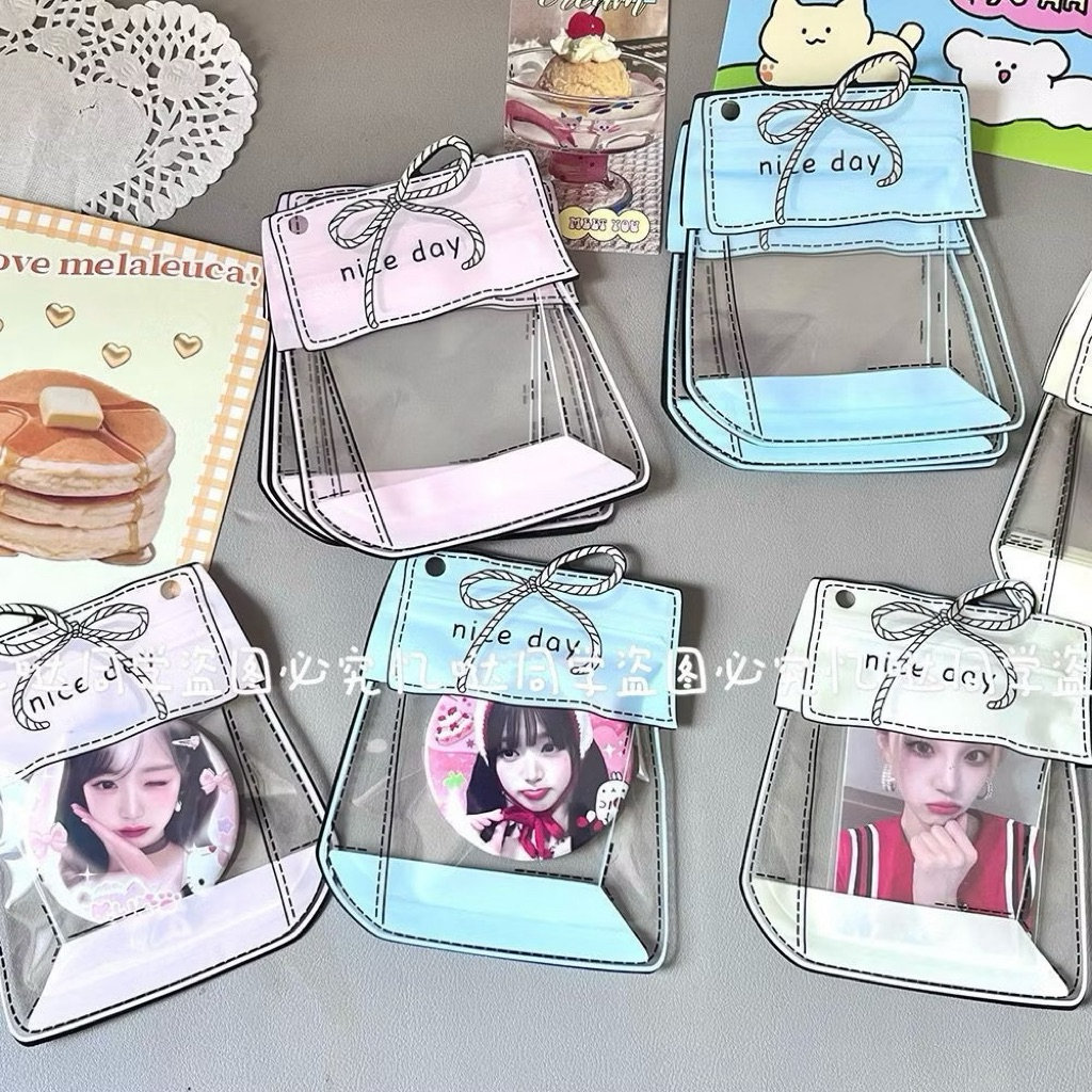 🎀🍬พร้อมส่ง!ถุงซิปล็อค ลายกระเป๋าผูกโบว์ แพค10ชิ้น คละสามสี ขนาด10*12cm