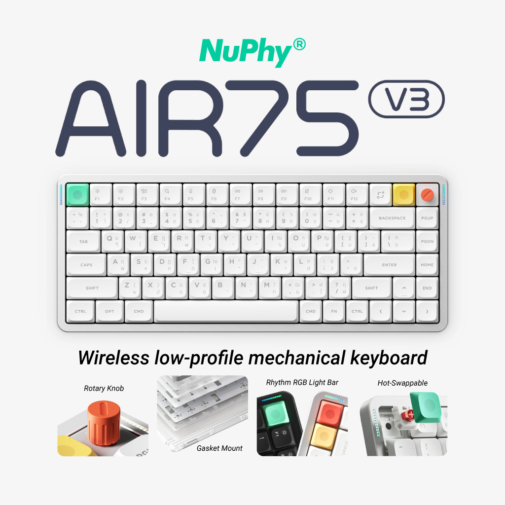 NuPhy Air75 V3 Wireless low-profile mechanical keyboard รองรับทุกระบบ เชื่อมต่อไร้สาย