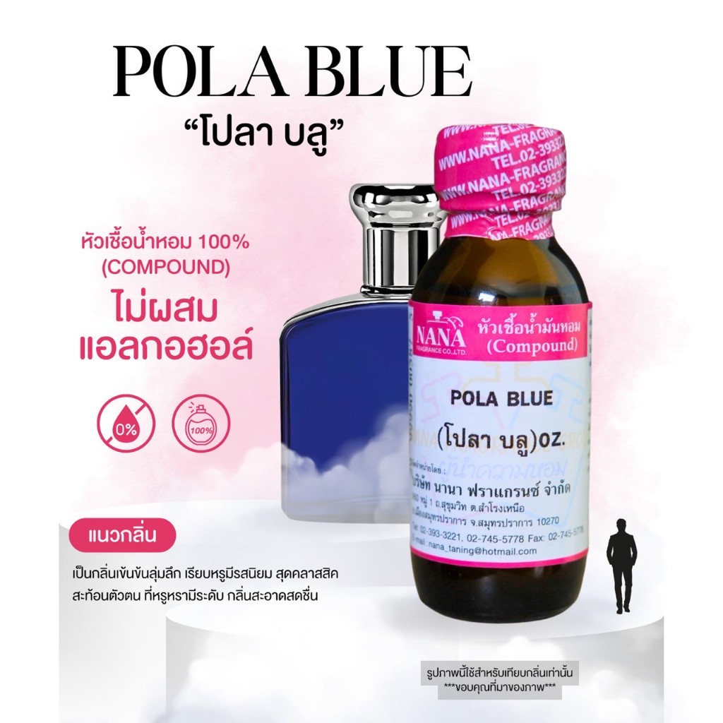 หัวเชื้อน้ำหอม 100% กลิ่นโปลา บลู(POLA BLUE)