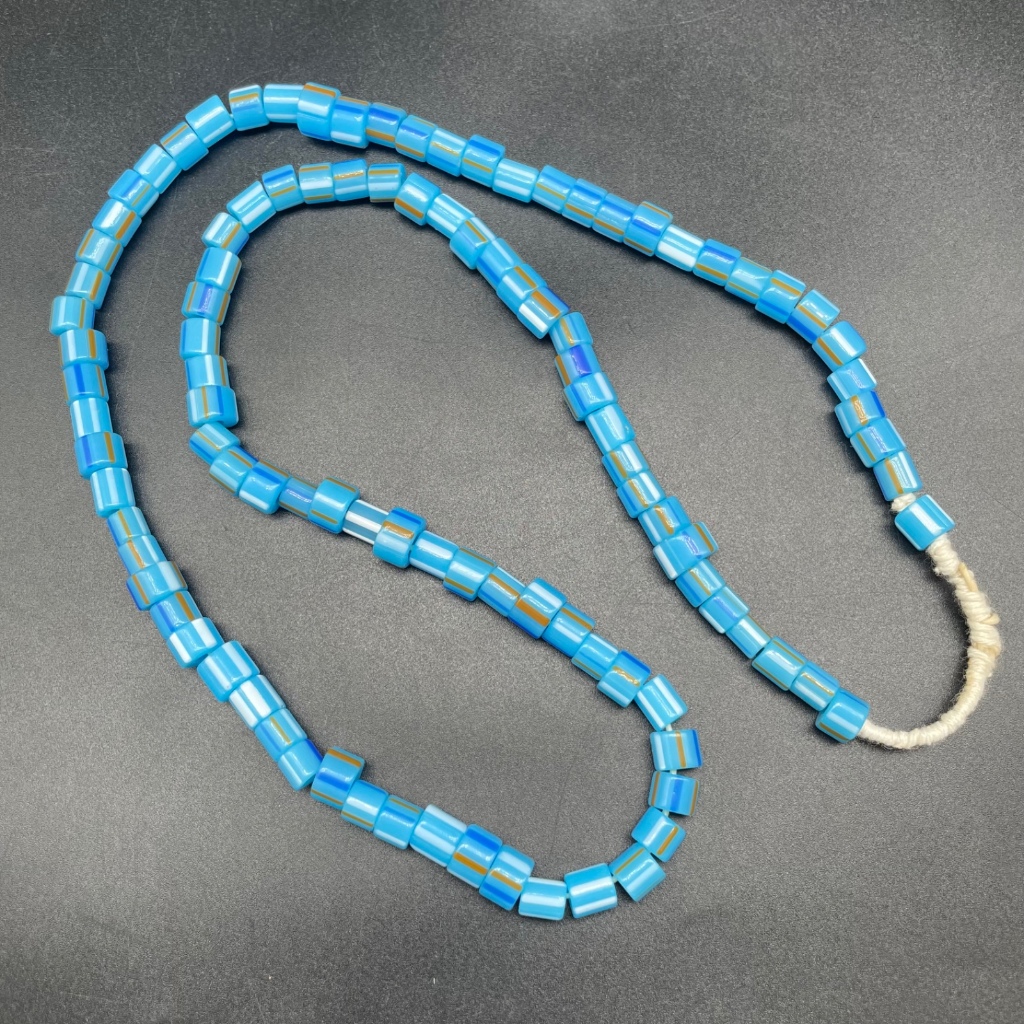 Sky Blue African Trade Glass Beads 6–8.5 mm, 60 cm Strand for Jewelry & Crafts | ลูกปัดแก้วการค้าแอฟ