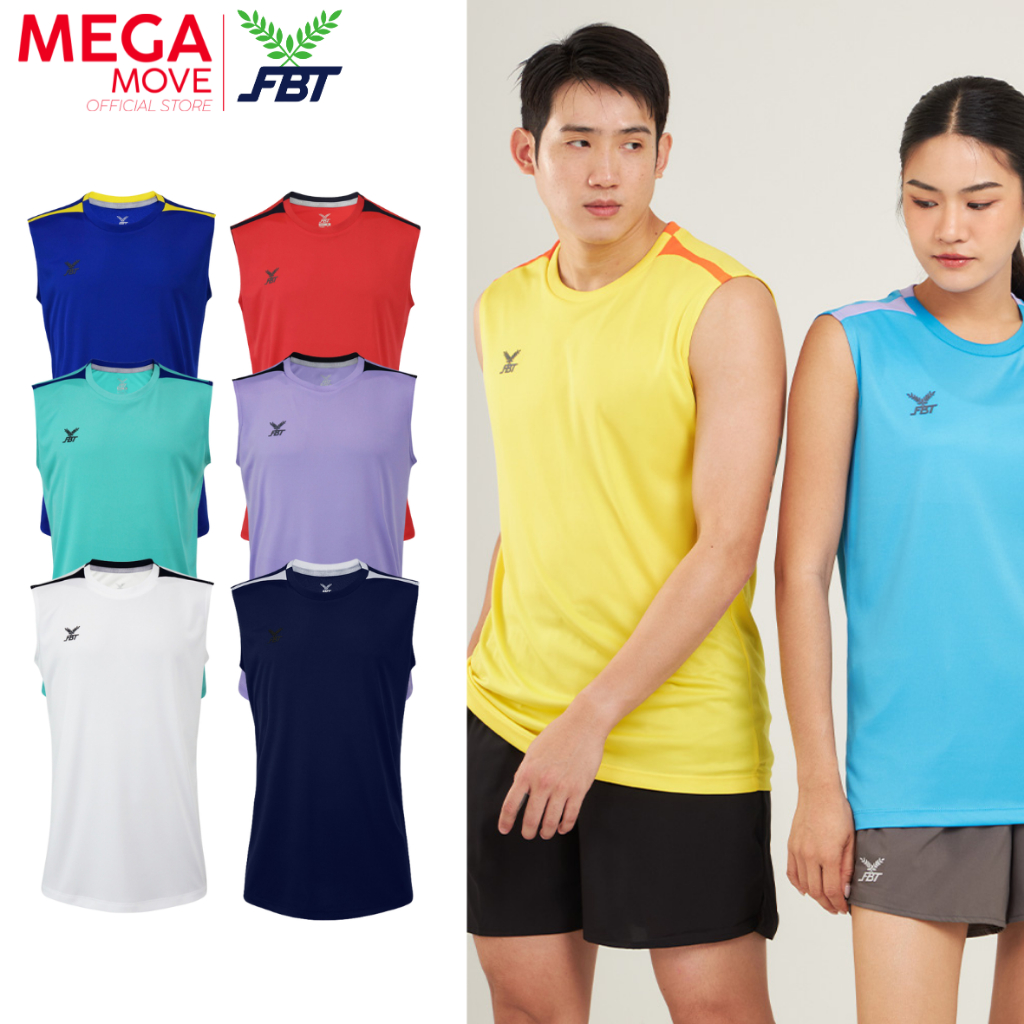 FBT เสื้อแขนกุด ไซส์ S-6XL เสื้อกีฬา คอกลม ผ้าลื่น B2I218