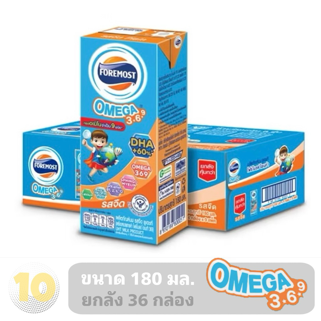 โฟร์โมสต์ โอเมก้า Foremost UHT Omega 3,6,9 ขนาด 180มล.*4*9 กล่อง รสจืด **ขายยกลัง 36 กล่อง**