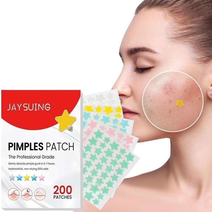 💖 JAYSUING Pimples Patch แผ่นแปะสิวรูปดาว สีพาสเทล  ⭐ สติกเกอร์แปะสิว กันสิ่งสกปรก รูปดาวน่ารัก 200 