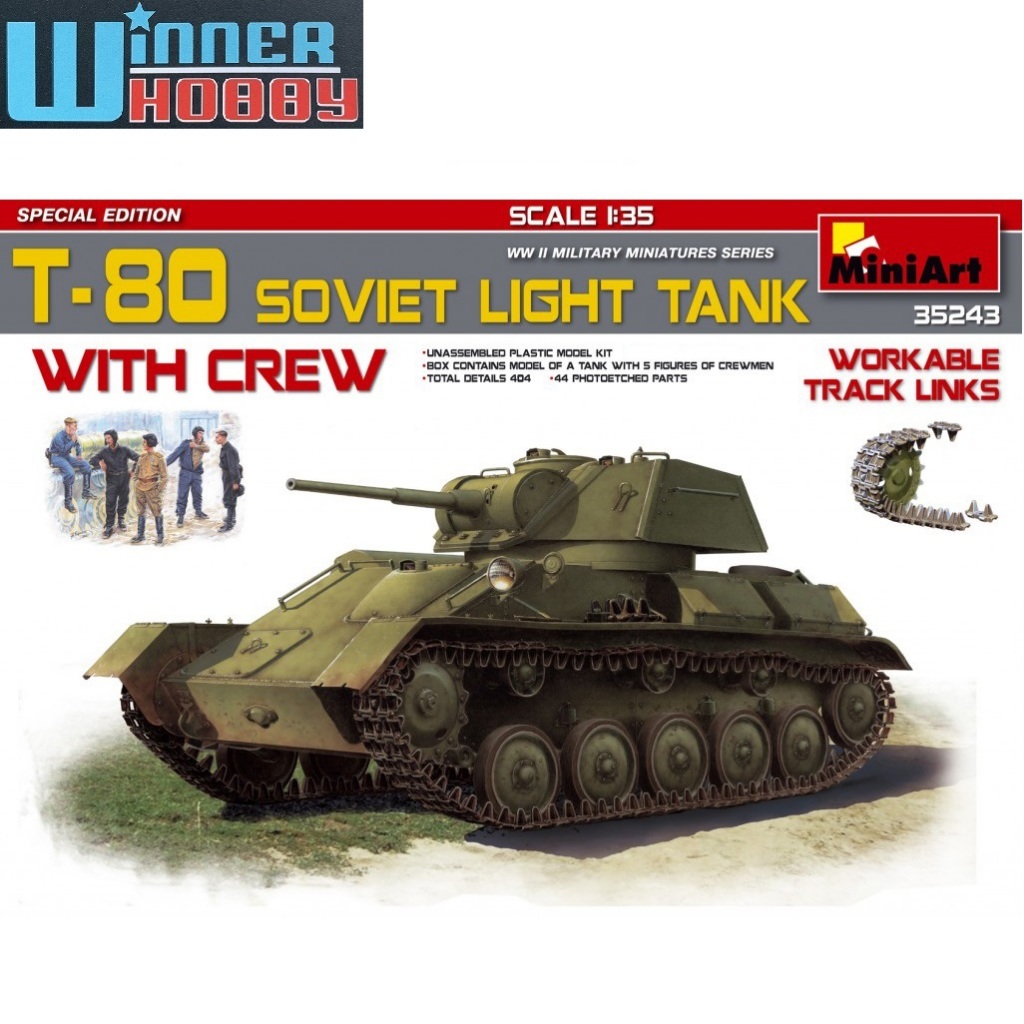 MiniArt 35243 T-80 SOVIET LIGHT TANK w/CREW 1/35