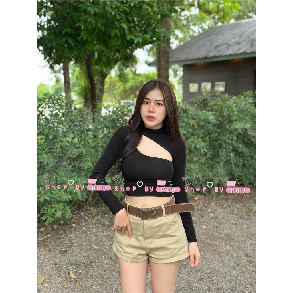 💕ShopBypuy💕เสื้อเว้าอกแขนยาว🔥ใส่ได้2แบบ🔥