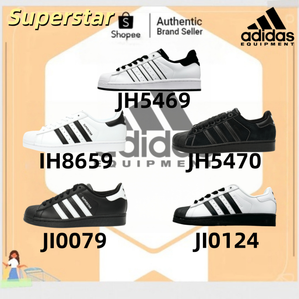 ของแท้ 100 % adidas originals SUPERSTAR BLACK Men and women's shoes JH5469