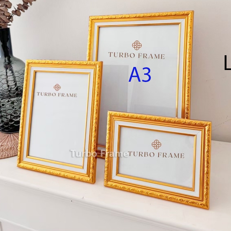 กรอบรูป TURBO FRAME I กรอบรูปแต่งบ้าน Iขนาด A3, 10x15, 11x14",12x15", 12x16",12x18"**พร้อมส่ง+กระจก+ขาตั้ง+หูแขวนผนัง***