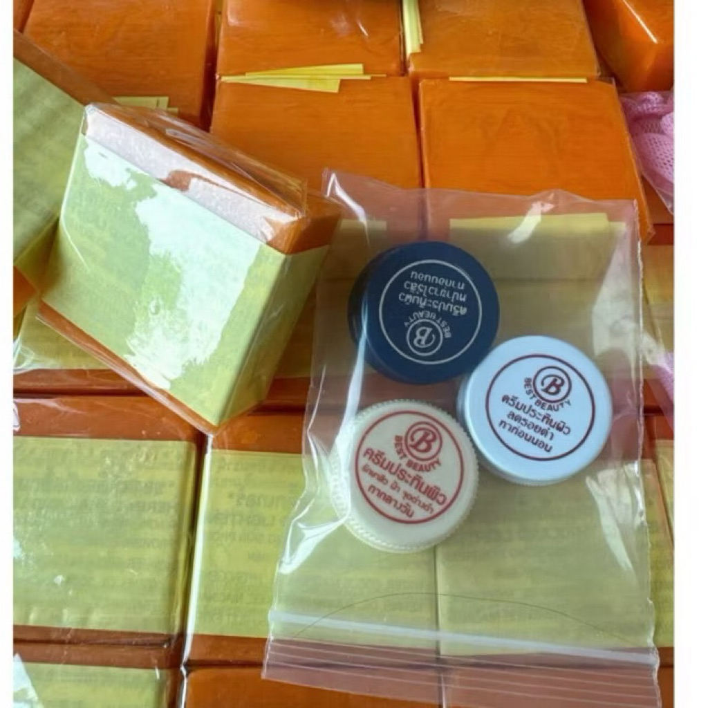 สบู่ส้มใหญ่65กรัม 3ตลับขาว/น้ำเงิน/สีครีม(กันแดด)P120