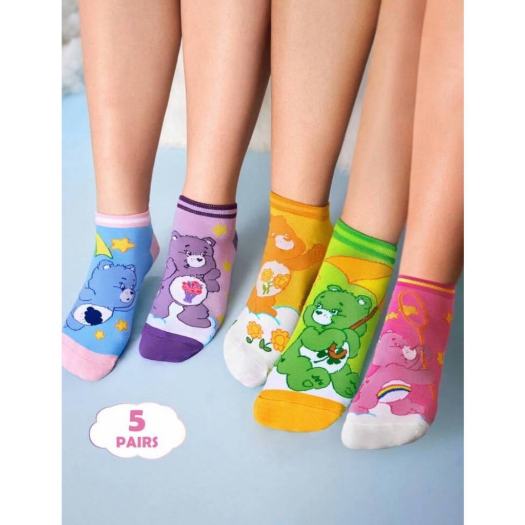 (พร้อมส่ง🧦) Care Bears เซ็ต 5 คู่ ถุงเท้าแคร์แบร์ ถุงเท้าข้อสั้น