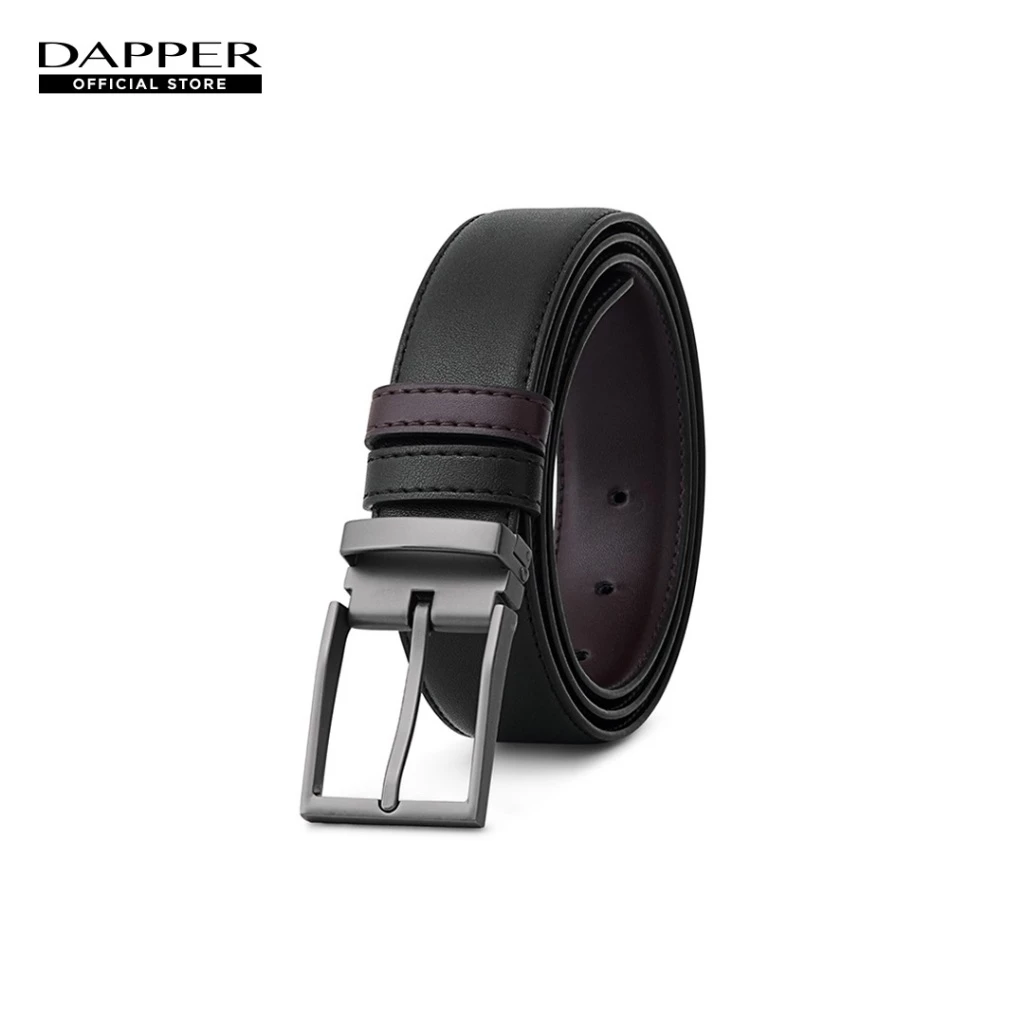 DAPPER เข็มขัดหนัง Smart Vegan Leather Belt สีดำ (BBC/BK/2102PN1)