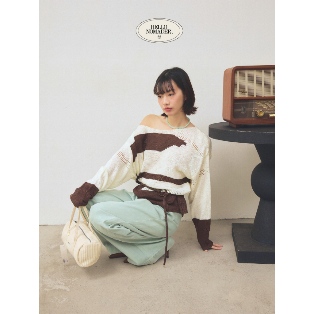 NOMADE.& พร้อมส่ง Texas Top {เสื้อไหมพรมเปิดไหล่1ข้าง+เชือกผูกเอว}
