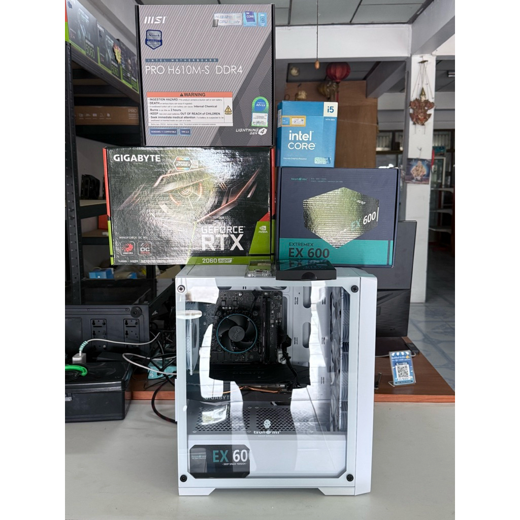 Com PC SET I5-14400F 10C 16T + RTX2060 SUPER 8GB สายดาร์ก เคสตู้ปลา