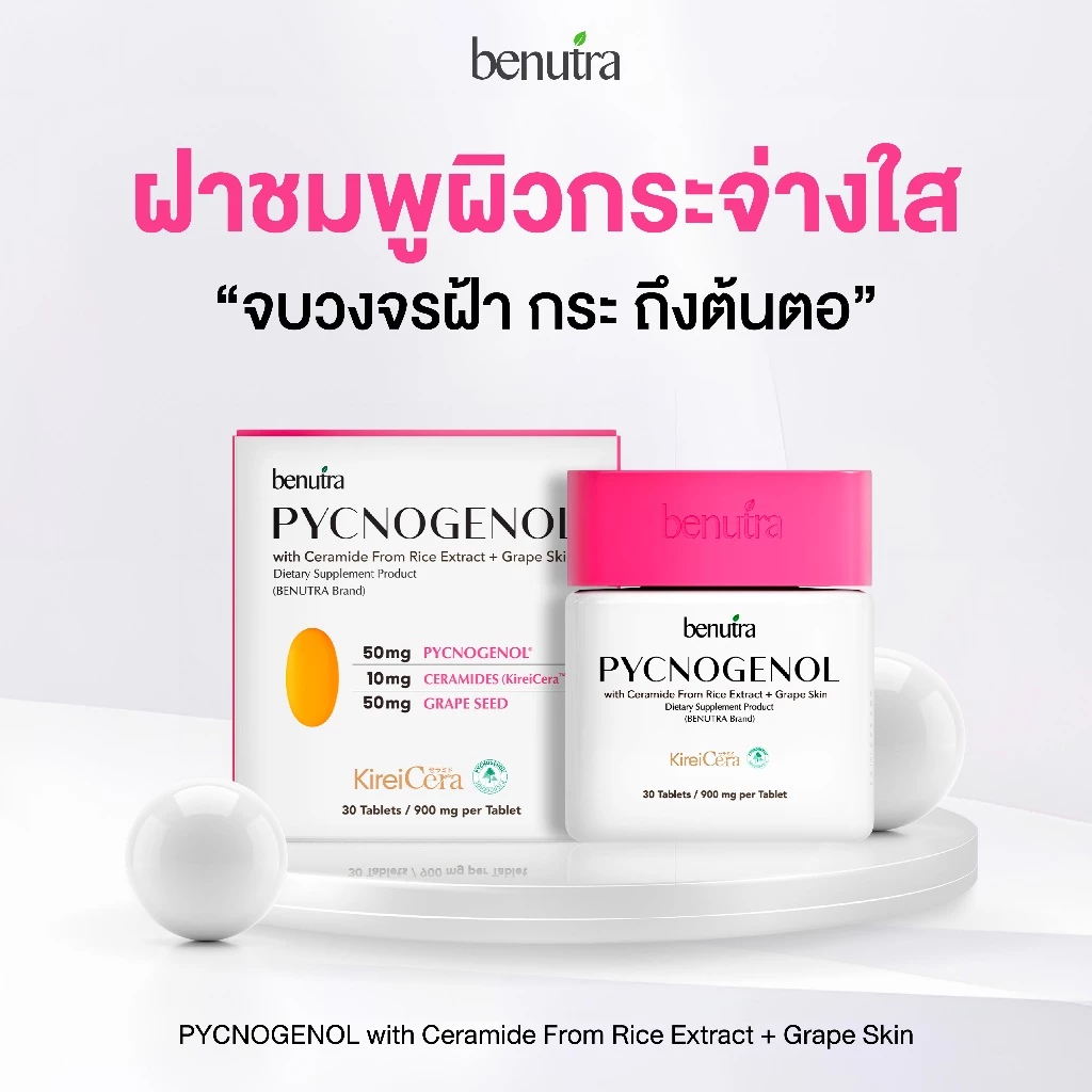 Benutra Ceramide+Pycnogenol+GrapeSeed | SkinBarrier ผิวชุ่มชื้น ผิวแข็งแรง ลดผิวแห้ง ผิวแพ้ง่าย ผิวกระจ่างใส KireiCerra®