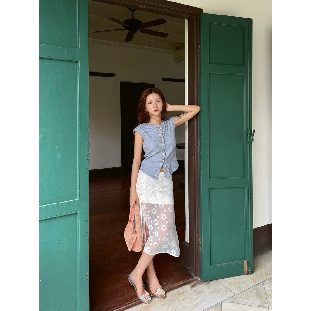 MIKA CHIFFON SKIRT กระโปรงซีทรูลายดอกไม้ - รูปที่ 5
