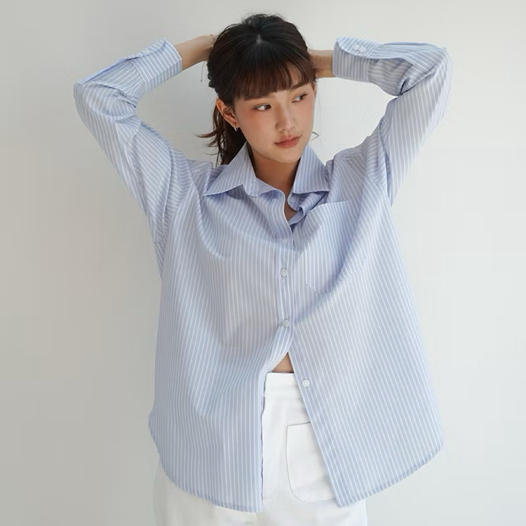 Ketch apparel เชิ๊ตสีฟ้า ผ้าลื่น นุ่มใส่สบาย ยังใหม่