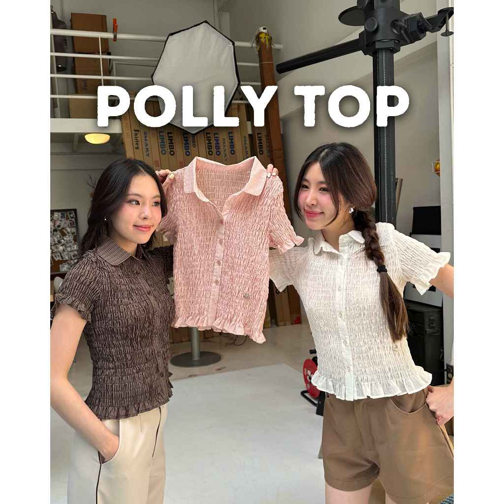 COPPER.BKK Polly Top(สินค้าพร้อมส่ง) เสื้อแขนสั้น สม๊อคทั้งตัว