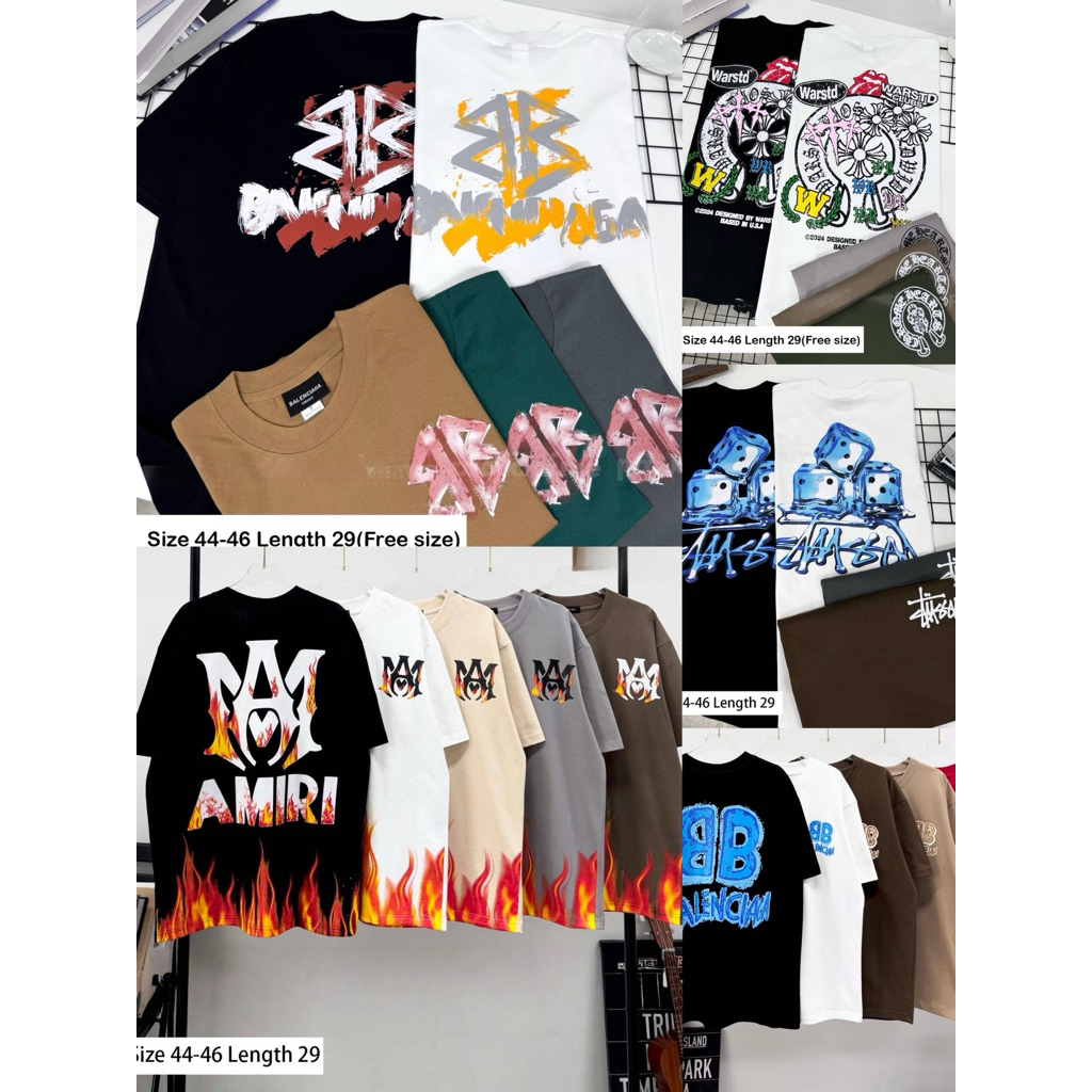•เสื้อยืดแบรนด์ อก44-46สกรีนลายหน้า-หลัง