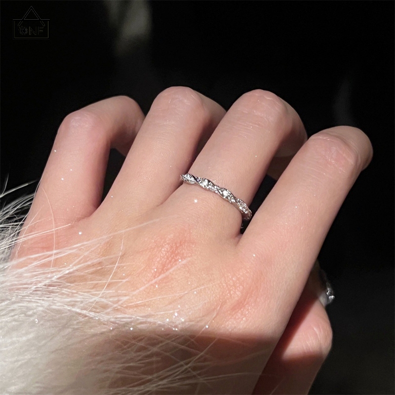COD❤️แหวนเงินS925ประดับเพชรหรูหราสไตล์เกาหลีแฟชั่นปรับได้เครื่องประดับสำหรับผู้หญิง-a.one