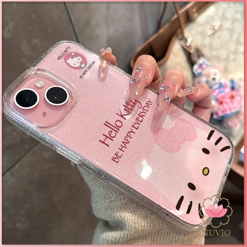 เข้ากันได้กับ IPhone 16 15 14 13 12 11 Pro Max X XR Xs Max 7/8Plus น่ารักสีชมพู Kitty แฟชั่น Star เคส