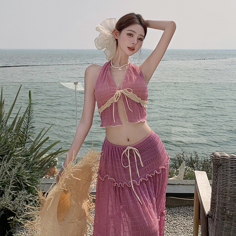 BikiniSexy 🩱🩱ชุดว่ายน้ำแฟชั่นเซ็กซี่คอวีลึก ส่งไวจากไทย ชุดว่ายน้ำแฟชั่น เซ็กซี่ชุดไปทะเล กระโปรงยาว - รูปที่ 3