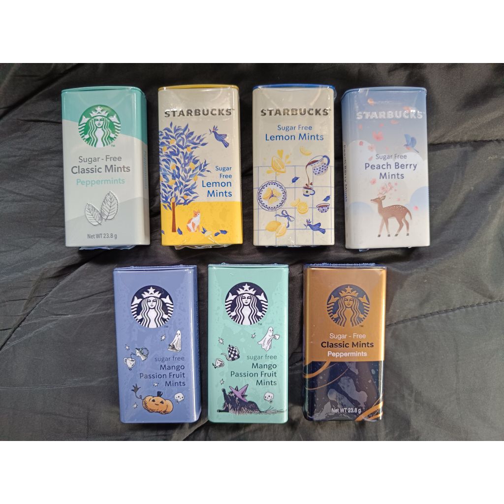 Starbucks ลูกอมปราศจากน้ำตาล Sugar Free (Peppermint, Peach Berry Mint,Lemon mints, Mango Passion Fru