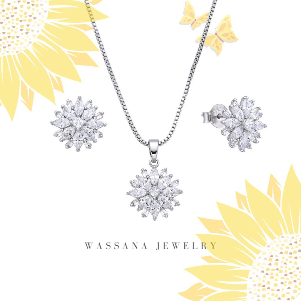 wassana.jewelry เซ็ตสร้อยจี้+ต่างหู รุ่น Sunflower love สร้อยยาว 16นิ้ว