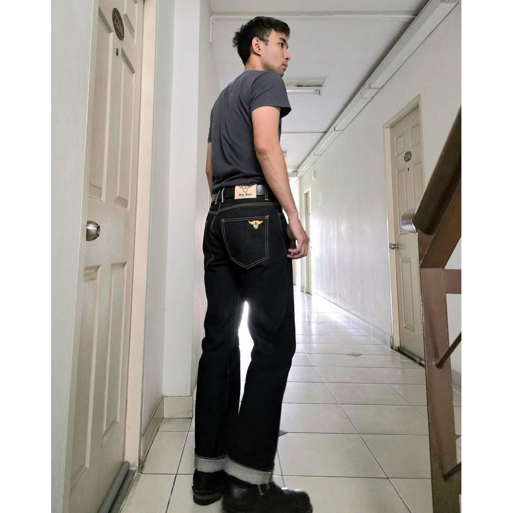 BIG BULL DENIM : RB 16 🔵🔴 ผ้าดิบ สี Midnight มีกระบอกเล็กกระบอกตรง สินค้าแบรนด์ไทยของแท้