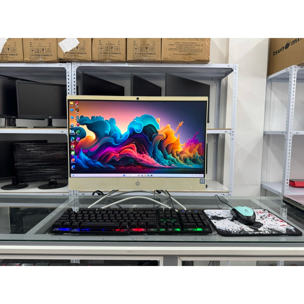 All in one hp จอ 22 full hd i5 9400t ram 8gb ssd 120+ hdd 1000 พร้อมใช้