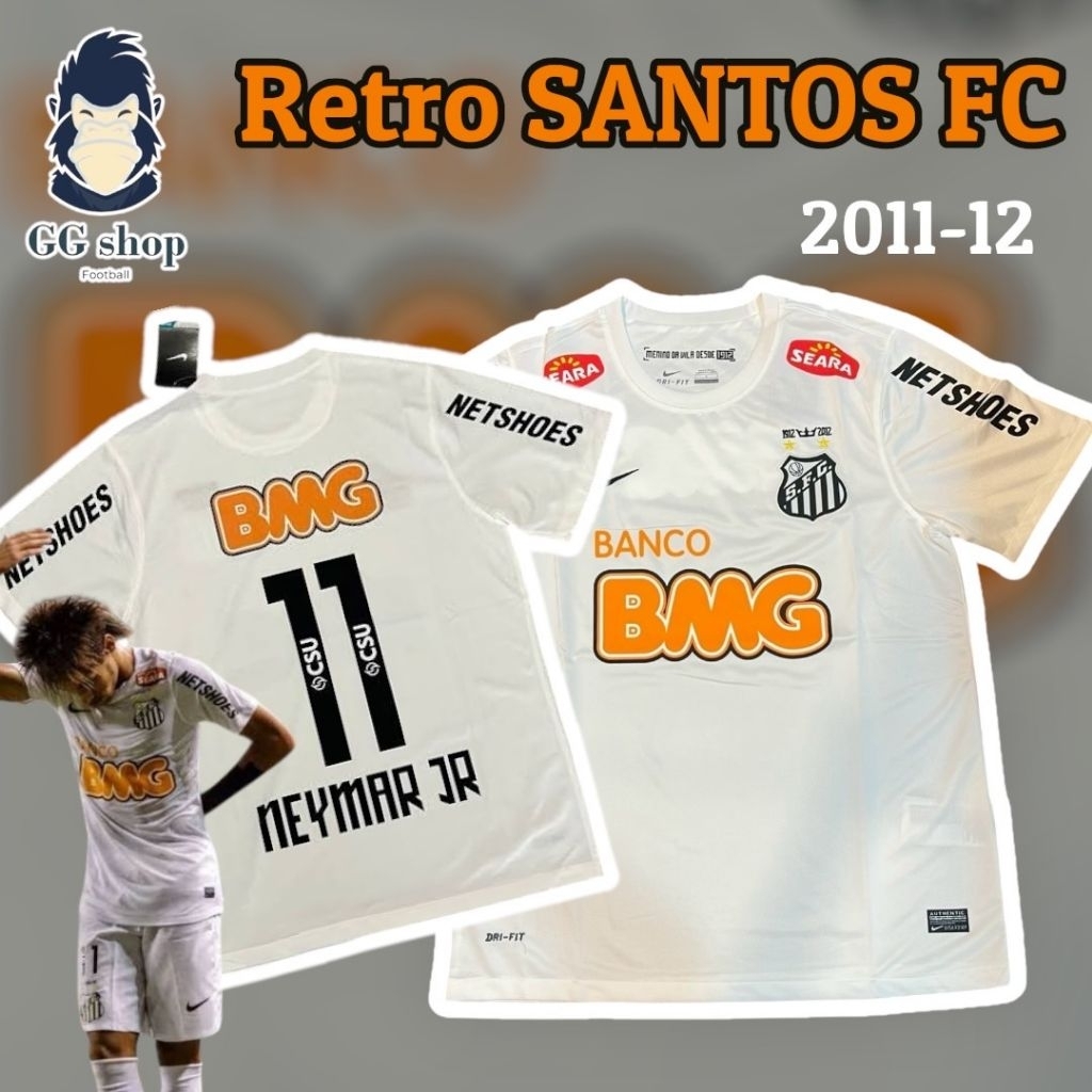 Retro เสื้อบอลย้อนยุค ซานโตส   FC 2011-12 ( สามารถทำชื่อนักเตะได้ ) งานเกรดคุณภาพ จัดส่งไว พร้อมส่ง