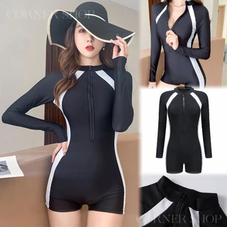 ❤ฟรีค่าจัดส่งทั่วประเทศ พร้อมส่งจากไทย❤ ชุดว่ายน้ำผู้หญิง วันพีซแขนยาว กันUV กันแดด ดำน้ำได้ ผ้าเนื้อดี แห้งเร็ว มีฟองน้