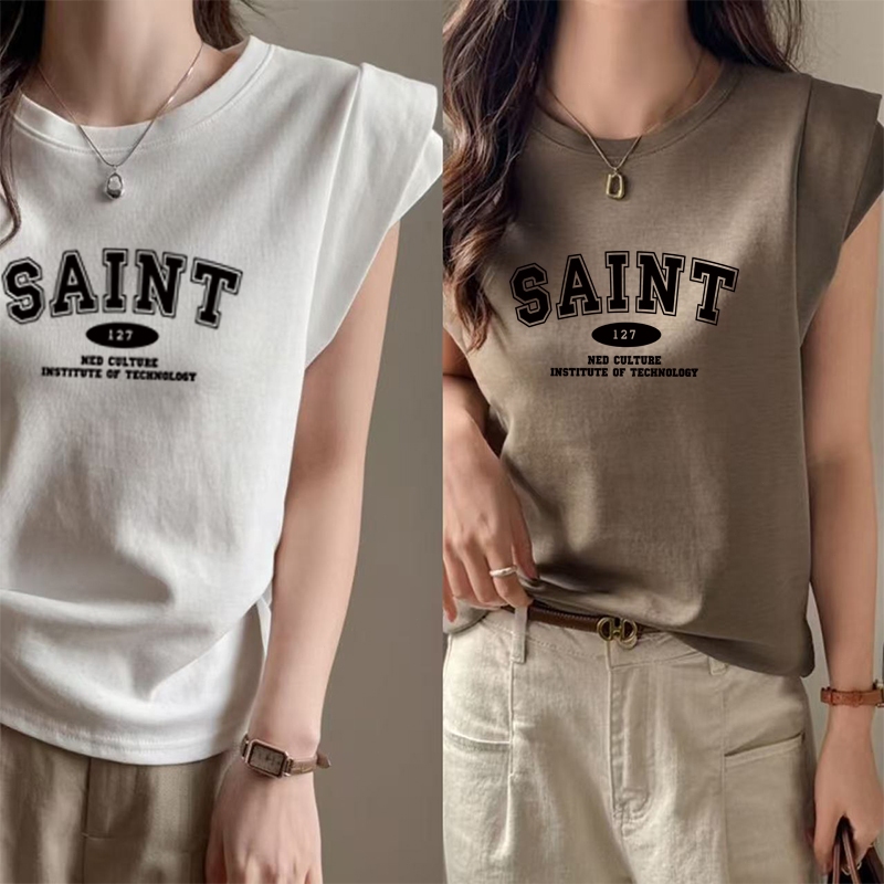 เสื้อแขนกุดผู้หญิงทำงาน กําลังฮิตใหม่ล่าสุด oversize เสื้อผ้าสาวอวบน่ารัก เสื้อยืดแขนสองชั้นแฟชั่นมาใหม่สวยๆ สตรีทวินเทจ