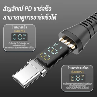 BASIKE สายชาร์จ Type-C 1.2M Fast Cable ชาร์จเร็ว PD27W/66W สายถัก พร้อมจอแสดงผล รองรับการใช้งานกับ Huawei/Samsung/iOS