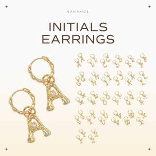 ALPHABET AND PEARL EARRINGS - ต่างหูตัวอักษรและไข่มุก