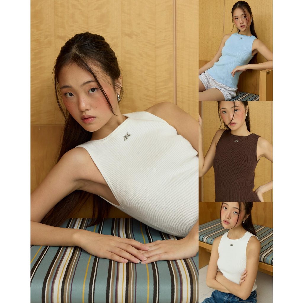 knitCircle - PILLAR knit Tank top (3 สี) เสื้อกล้ามไหมพรม คอกลม ดีเทลขอบม้วนบริเวณวงคอ และวงแขน สลับใส่ได้ 2 ด้าน