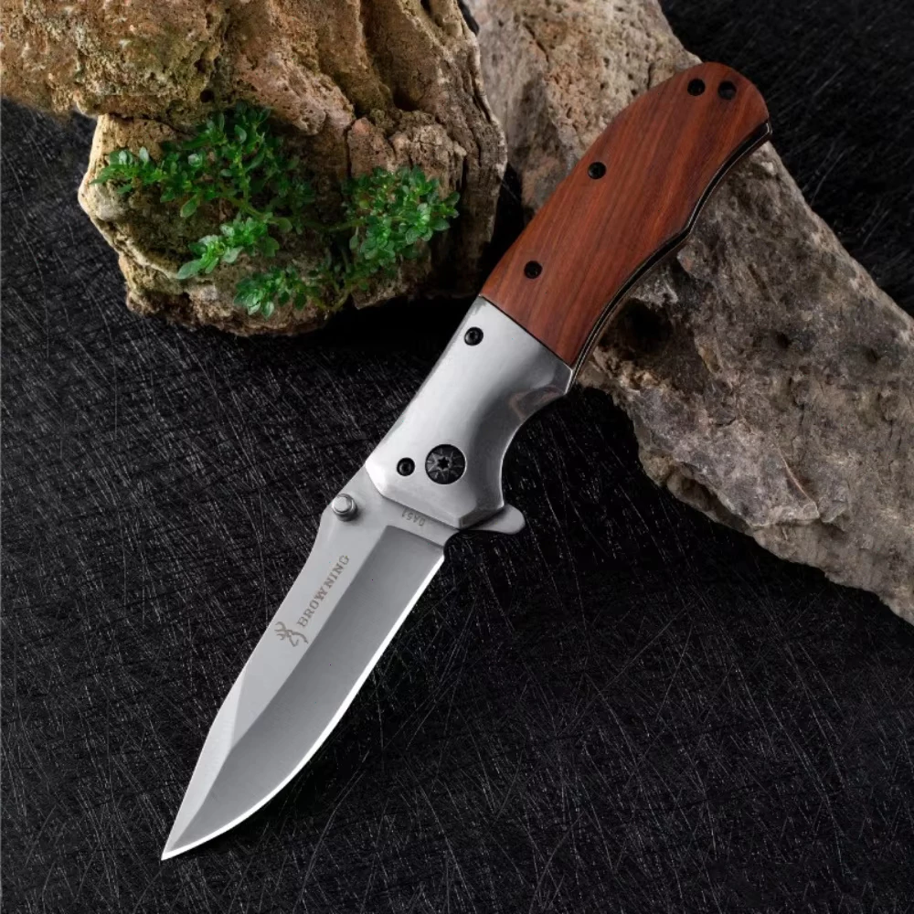 Browning มีดพับแท้ Outdoor Folding Knife มีดพกพา เดินป่า แคมป์ปิ้ง ทำอาหาร มีดเอนกประสงค์ แข็งแรง คมกริบ thumbnail 6