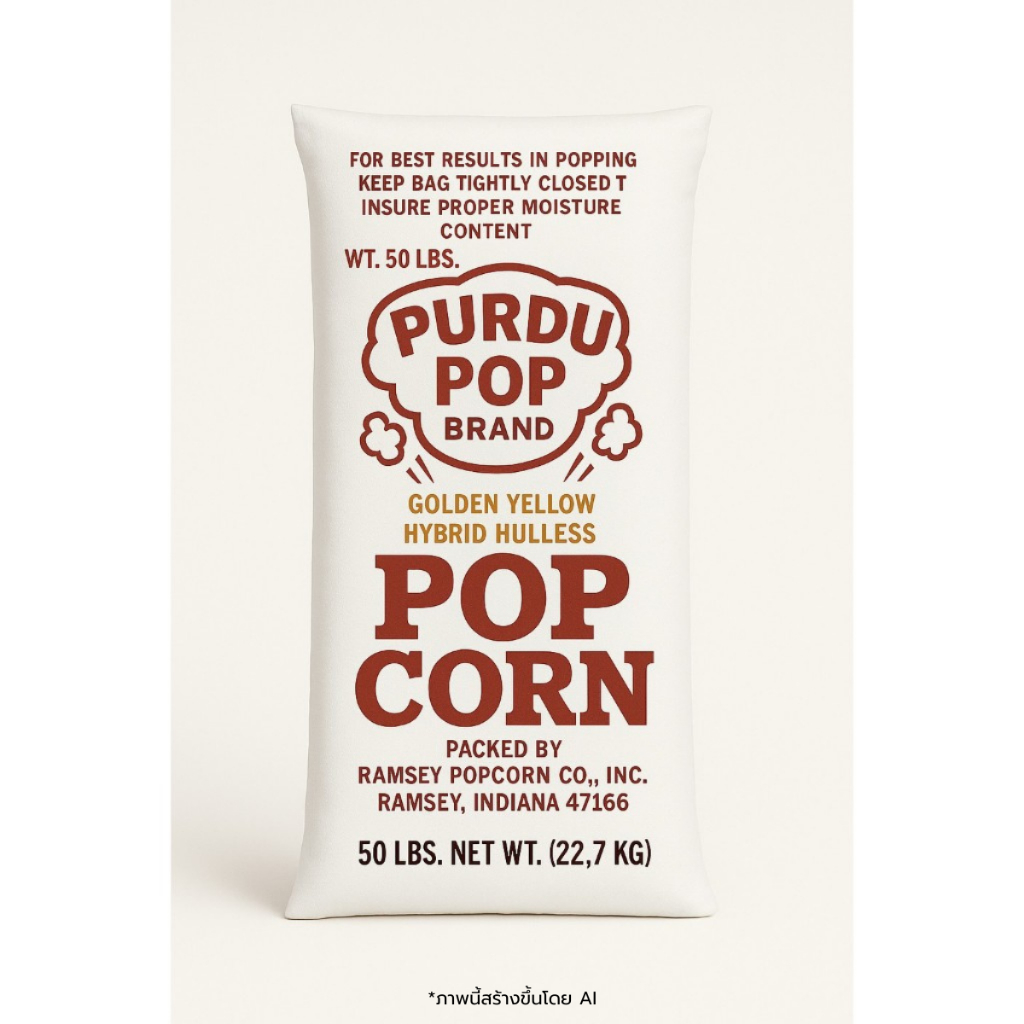 PURDU POP Mushroom Popcorn - เมล็ดข้าวโพดป๊อบคอร์น ชนิดดอกเห็ด 22.7kg