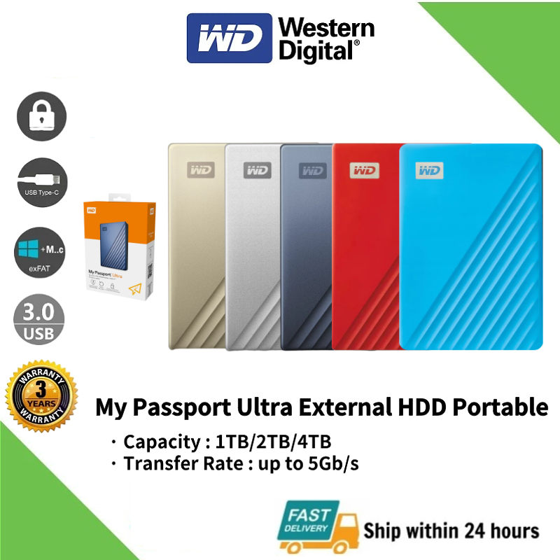 1TB/2TB/4TB WD My Passport Ultra HDD 2.5'' Portable hard drives External Hard Disk USB3.0