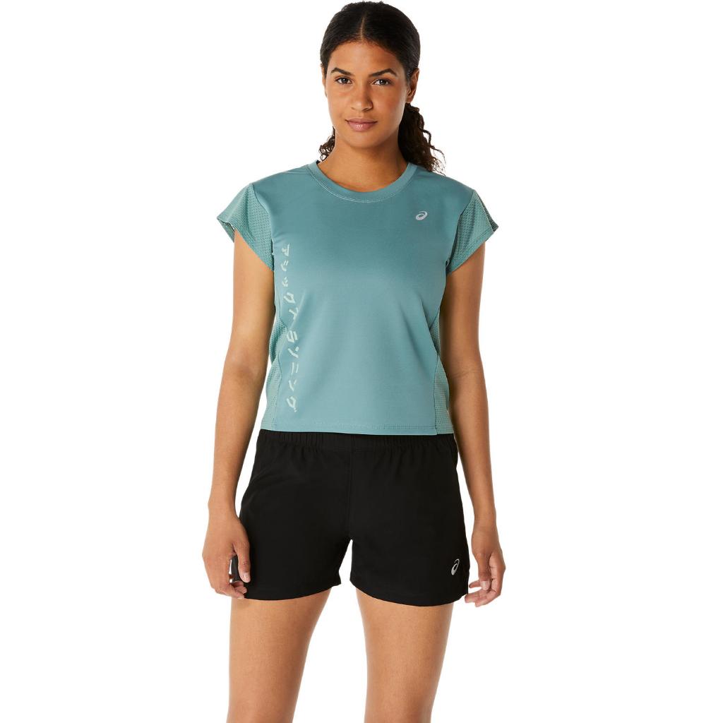 ASICS : 2012D126.300 KATAKANA MESH SS TOP WOMEN RUNNING ผู้หญิง เสื้อคอกลม ของแท้  CELADON
