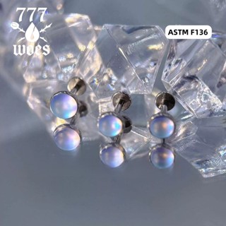 G23เกรดแพทย์ไทเทเนียมฐานแบนต่างหูจิวหูกระดูกอ่อนหินมูนสโตนสุ…