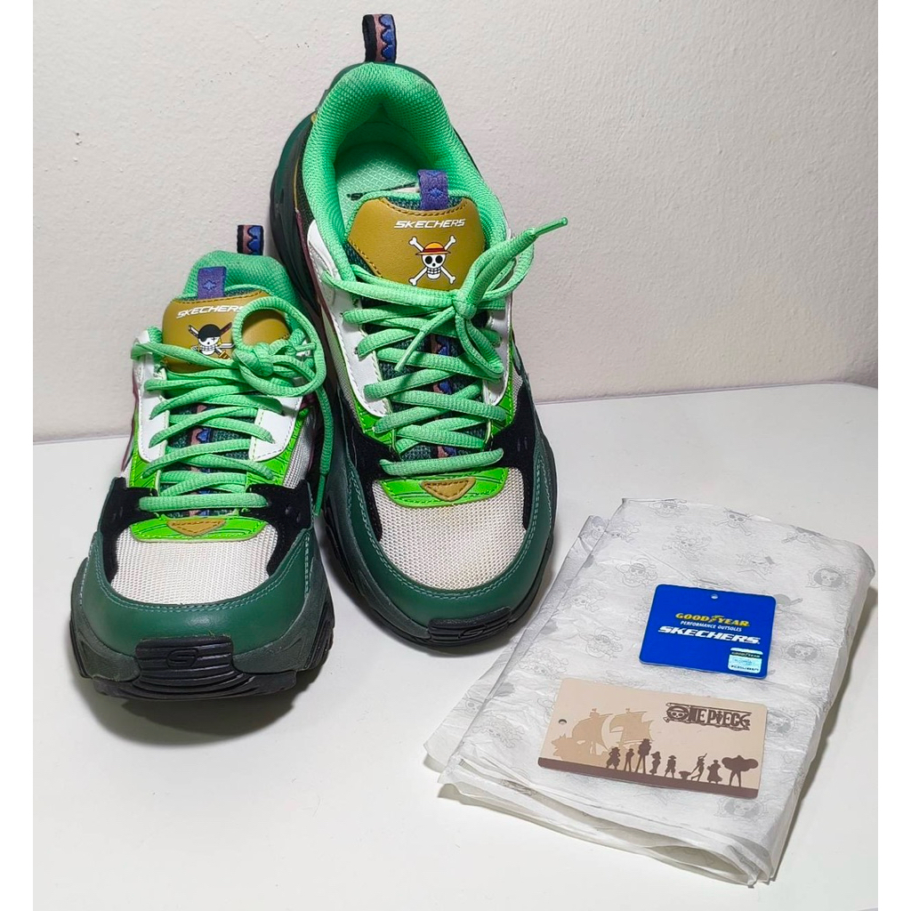 SKECHERS X ONE PIECE 🏴‍☠️ Zoro US8 | ไม่มีกล่อง มีของแถมและสภาพตามรูป รองเท้าผู้หญิง