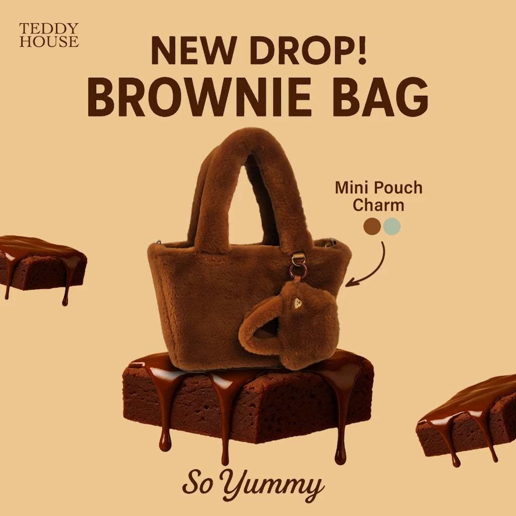 Teddy House : BROWNIE BAG - So Yummy, So You กระเป๋าบราวนี่ขนนุ่ม กระเป๋า Mini Pouch Charm ใบเล็ก