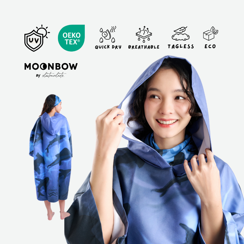 Moonbow Shadow Sharks Poncho เสื้อคลุม กันแดด เปลี่ยนชุดง่าย ไปทะเลดำน้ำเล่นเซิร์ฟ สีสันสดใส