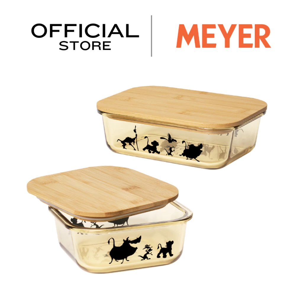 MEYER DISNEY LION KING ชุดเซ็ตกล่องข้าวแบบแก้ว 2 ชิ้น พร้อมฝาไม้ ขนาด 800 มิลลิลิตร และขนาด 1040 มิลลิลิตร (49247-C)