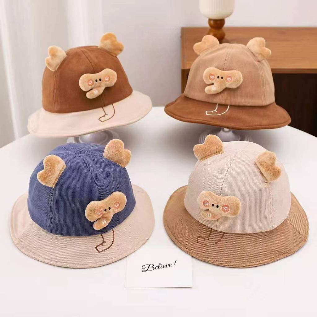 [ส่งด่วน] หมวกเด็กน่ารัก 1-3 ขวบ รอบศีรษะ 48-50 ซม. หมวกบักเก็ตเด็กติดตุ๊กตาช้าง หมวกเด็กผู้หญิงผู้ชาย มีสายคล้องคาง