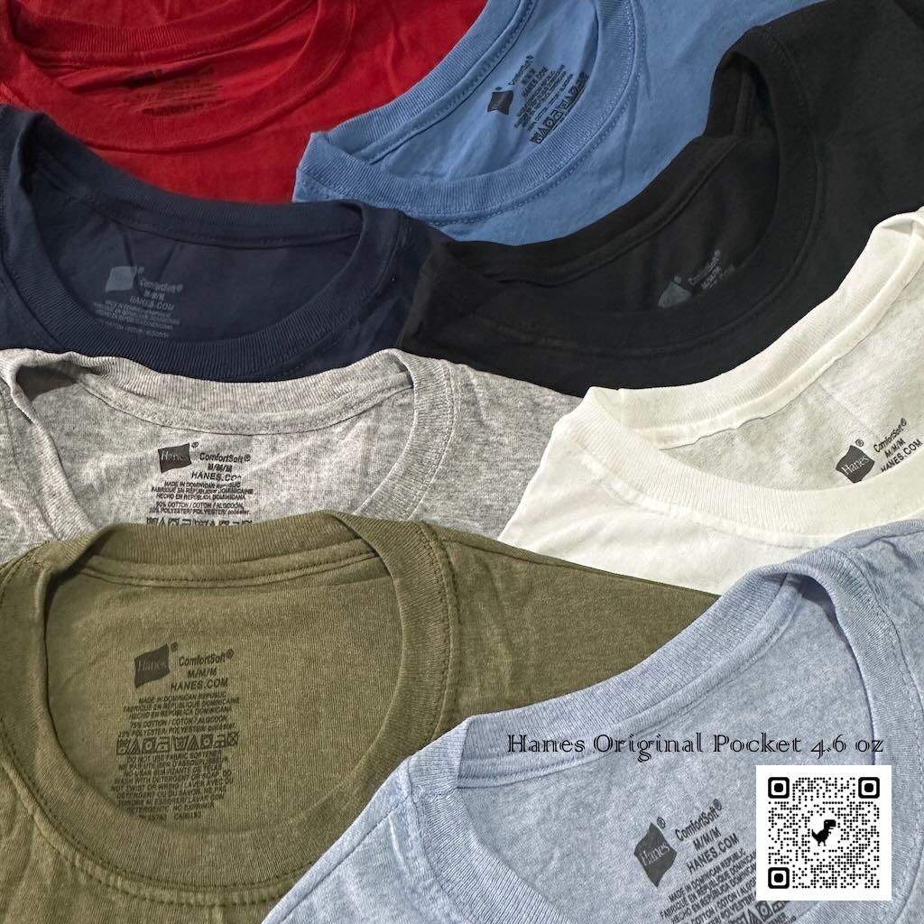 Hanes Original Pocket  เสื้อยืดคอกลมกระเป๋าหน้า  4.6 oz สินค้านำเข้า / Made in Haiti