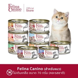 Felina Canino (สำหรับน้องแมว) ไม่เติมเกลือ ไม่ใส่วัตถุกันเสีย ( ขนาด 70 กรัม / 1 กระป๋อง ) (สามารถเลือกรสชาติได้)