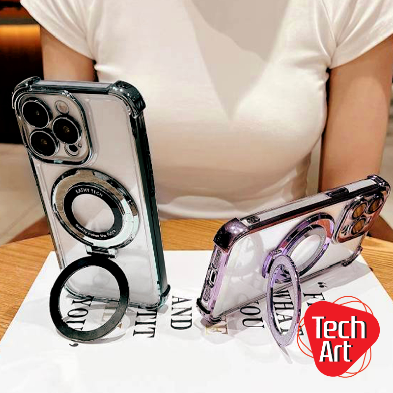 เคสนิ่มใสขอบเงาเลนส์กันกล้อง Oppo Reno14 Reno14Pro Reno14F A5i ขาตั้งแม่เหล็กกากเพชรทรงกลมตั้งได้มีก