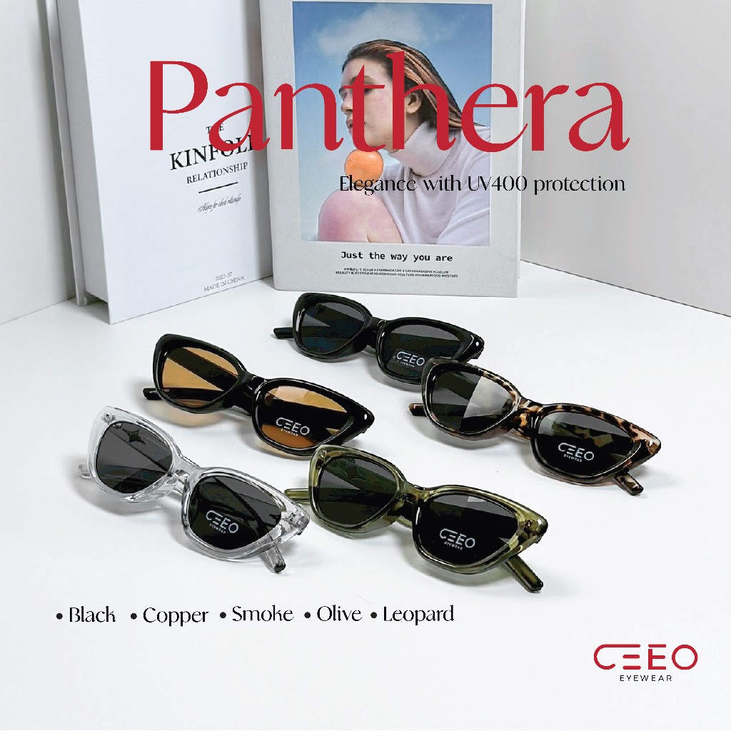 CEEO แว่นกันแดด รุ่น Panthera ทรง Cat Eye แคทอาย หน้าเรียวสวย ป้องกันยูวี400 พร้อมกล่อง [ส่งจากไทย]