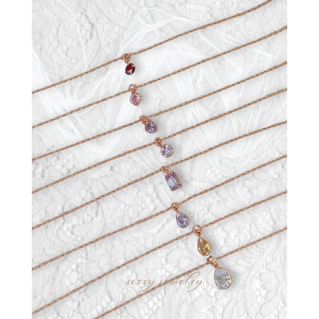 SissyJewelry // สร้อยคอเงินแท้ Gem twisted chain necklace (rosegold- plated)  🎁Free gift box🎁